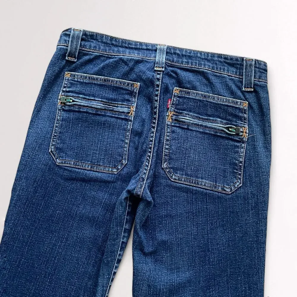 Vintage Levis Early Y2K Superlow Bootcut Denim Jeans 32x32 Low Rise Blue Grunge - Picture 7 of 12